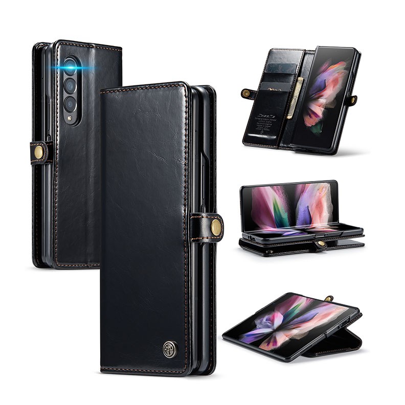 Samsung Galaxy Z Fold3 5G CaseMe 003 Crazy Horse Texture Θήκη Πορτοφόλι Black