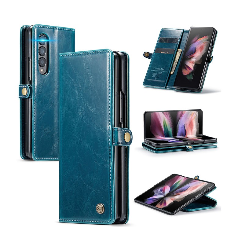 Samsung Galaxy Z Fold3 5G CaseMe 003 Crazy Horse Texture Θήκη Πορτοφόλι Green