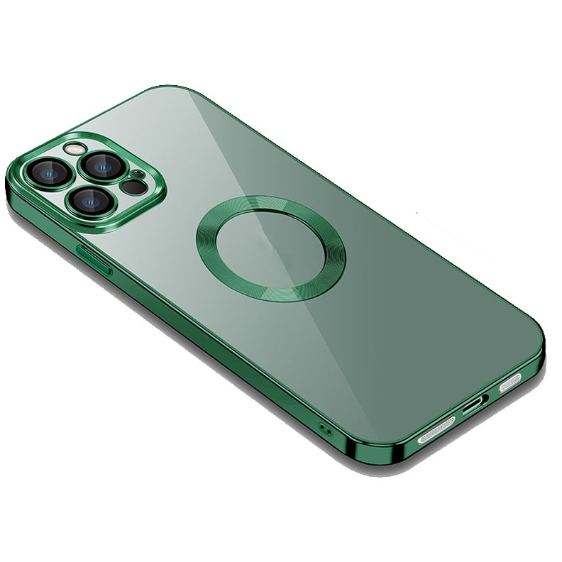 Apple iPhone 12 Pro Electroplated Edge Lens Film Clear Σκληρή Θήκη Green