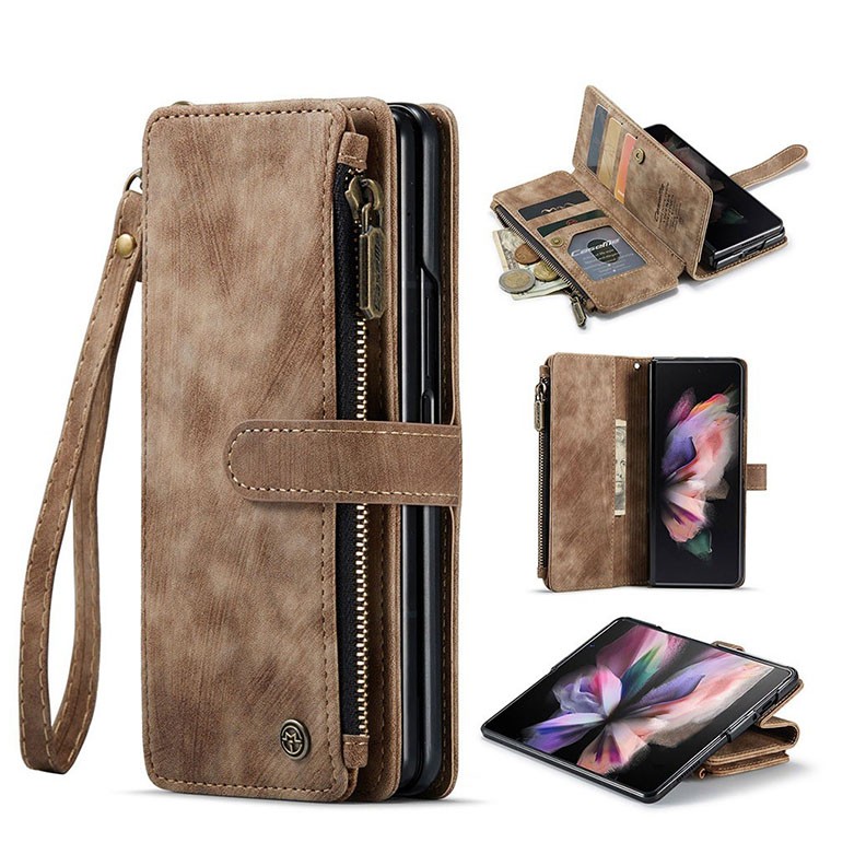 Samsung Galaxy Z Fold3 5G CaseMe-C30 Multifunctional Horizontal Θήκη  Πορτοφόλι Brown