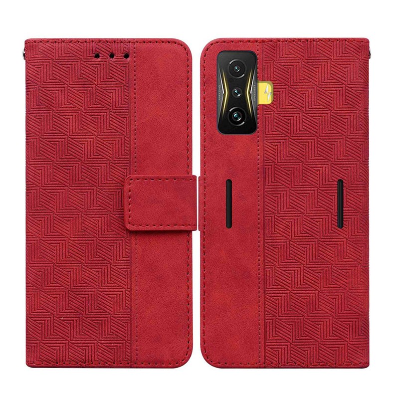 Xiaomi Poco F4 GT 5G Geometry Pattern Imprinted  Θήκη Πορτοφόλι Red