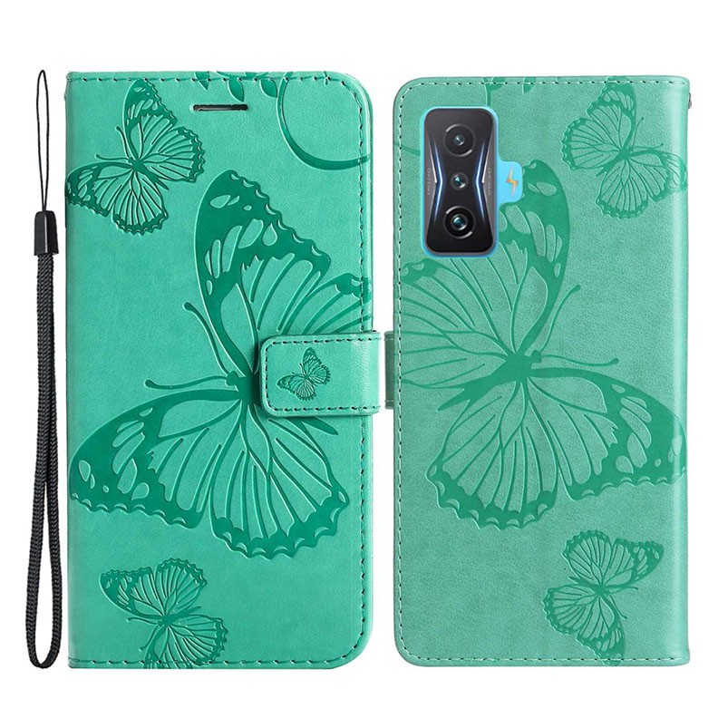 Xiaomi Poco F4 GT 5G Butterfly Flower Magnetic  Θήκη Πορτοφόλι Green