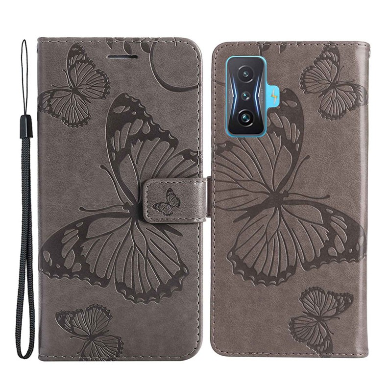 Xiaomi Poco F4 GT 5G Butterfly Flower Magnetic  Θήκη Πορτοφόλι Grey