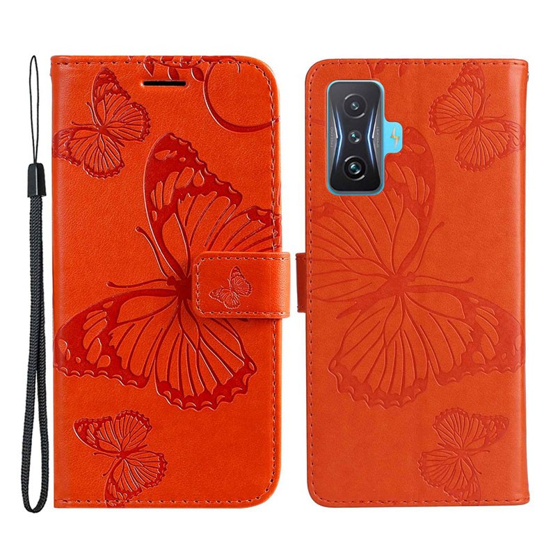 Xiaomi Poco F4 GT 5G Butterfly Flower Magnetic  Θήκη Πορτοφόλι Orange