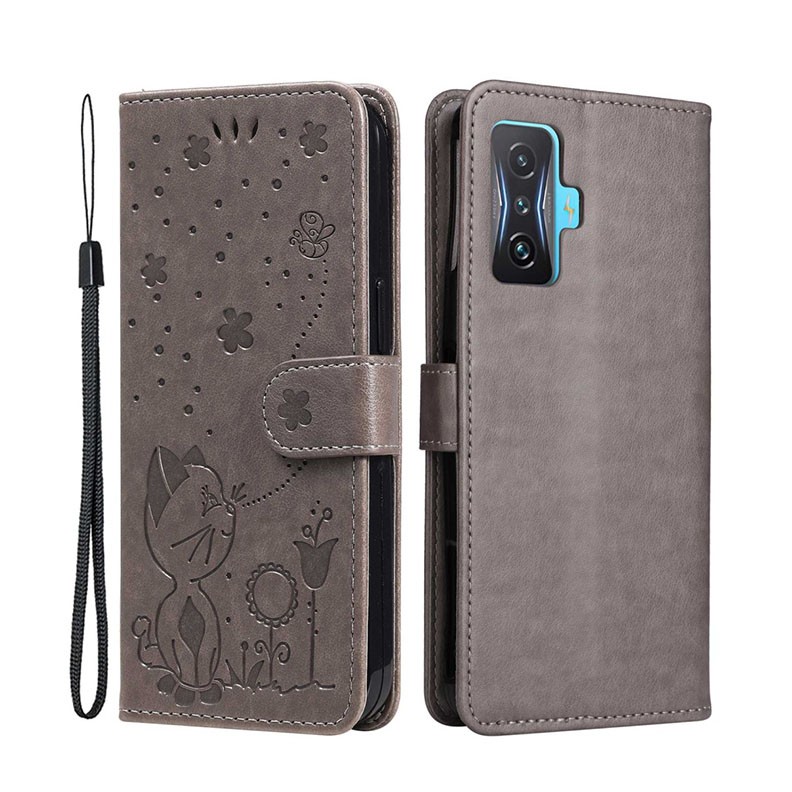 Xiaomi Poco F4 GT 5G Cat and Bee Θήκη Πορτοφόλι Grey