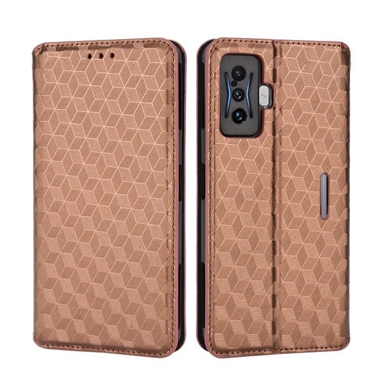 Xiaomi Poco F4 GT 5G Imprinted Rhombus  Θήκη Βιβλίο Brown