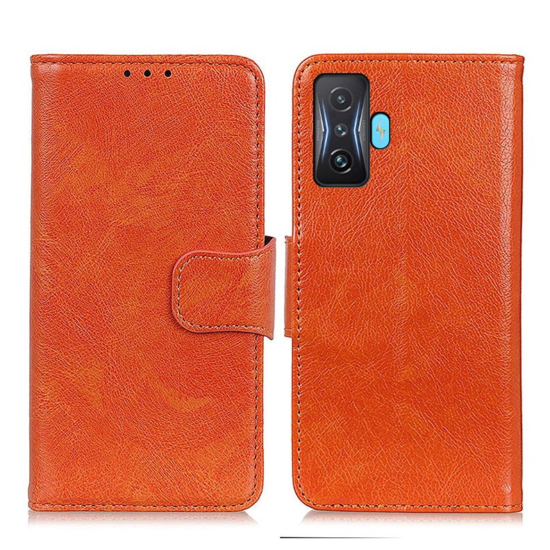 Xiaomi Poco F4 GT 5G Nappa Texture Θήκη Πορτοφόλι Orange