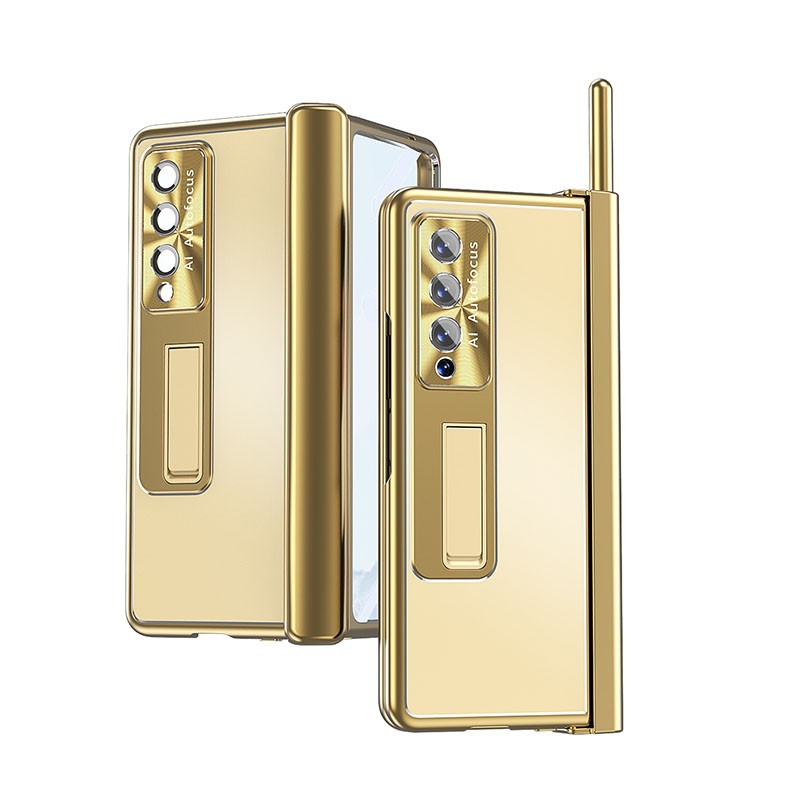 Samsung Galaxy Z Fold4 5G Aluminum Alloy Σκληρή Θήκη με Πενάκι Gold