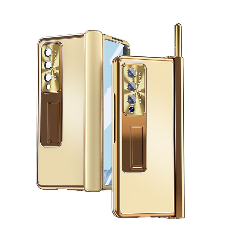 Samsung Galaxy Z Fold4 5G Aluminum Alloy Σκληρή Θήκη με Πενάκι Champagne Gold