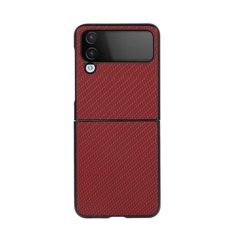 Samsung Galaxy Z Flip4 5G Carbon Fiber Texture Σκληρή Θήκη Red