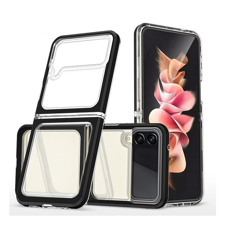 Samsung Galaxy Z Flip4 5G Clear Acrylic Σκληρή Θήκη Σιλικόνης Black