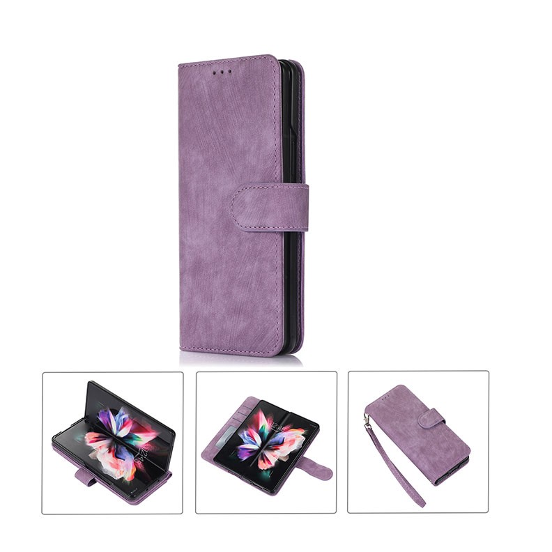 Samsung Galaxy Z Fold4 5G Leather Phone Case with Pen Slot θήκη Πορτοφόλι Purple