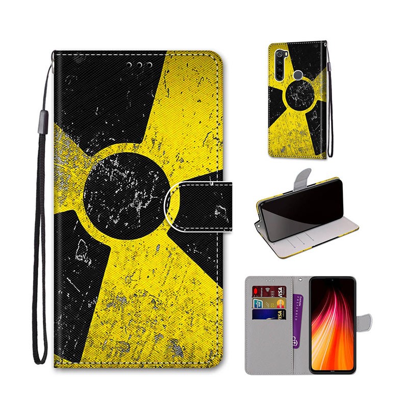 Xiaomi Redmi Note 8 Coloured Drawing Cross Texture Θήκη Πορτοφόλι Yellow Black Logo