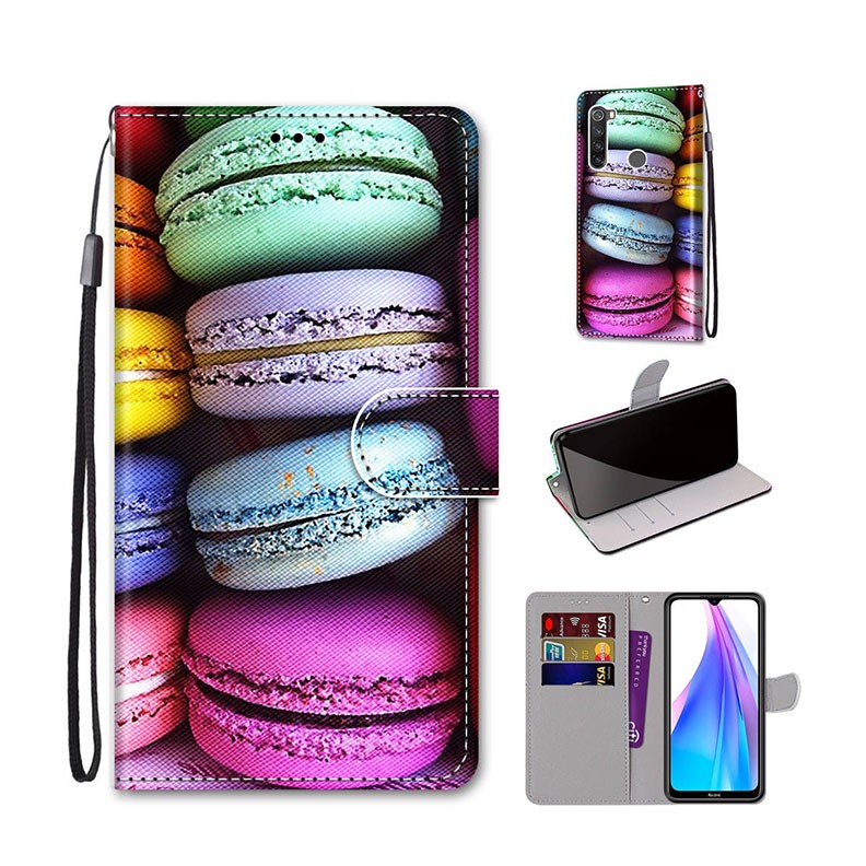 Xiaomi Redmi Note 8T Coloured Drawing Cross Texture Θήκη Πορτοφόλι Colorful Cakes