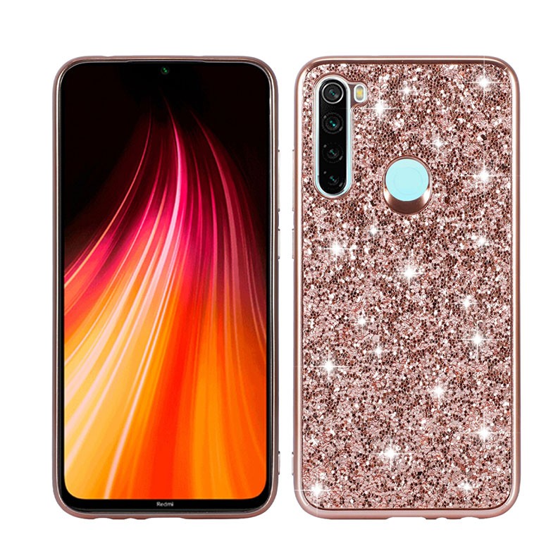 Xiaomi Redmi Note 8 Glittery Powder Θήκη Σιλικόνης Rose Rold