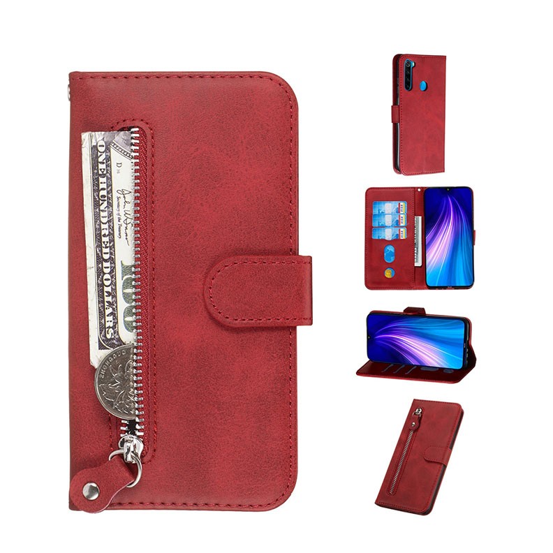 Xiaomi Redmi Note 8 Horizontal Flip Θήκη Πορτοφόλι Red