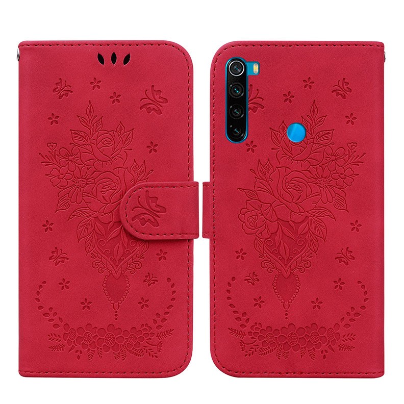 Xiaomi Redmi Note 8T Butterfly Rose Θήκη Πορτοφόλι Red