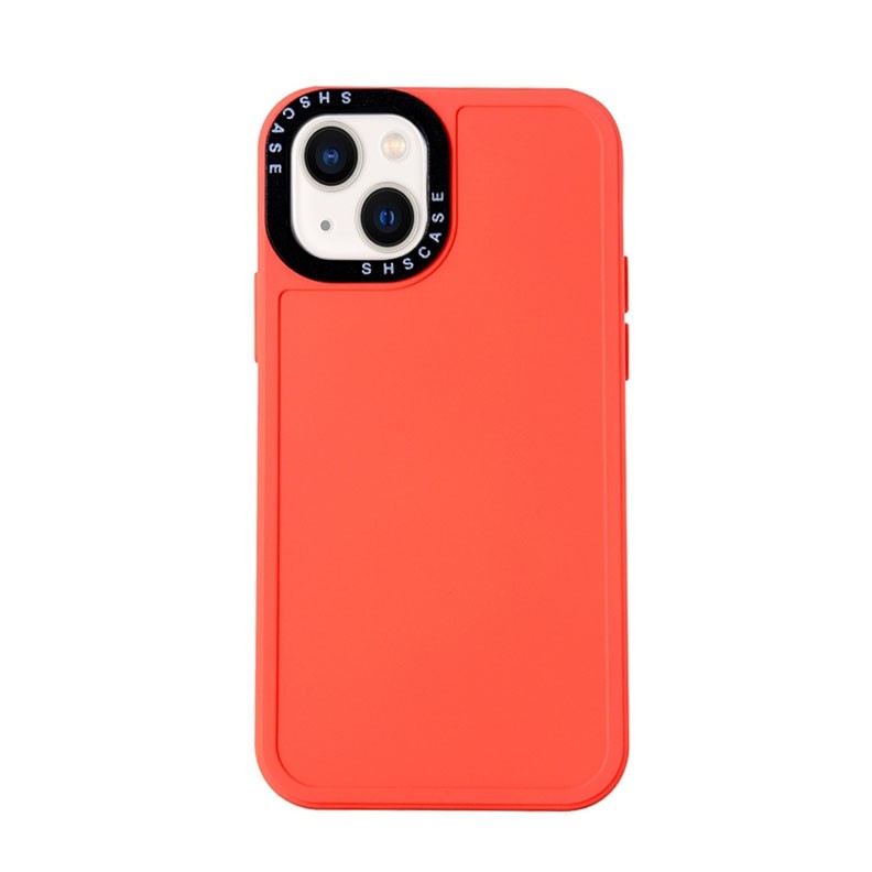 Apple iPhone 14 Black Lens Frame Θήκη Σιλικόνης Orange