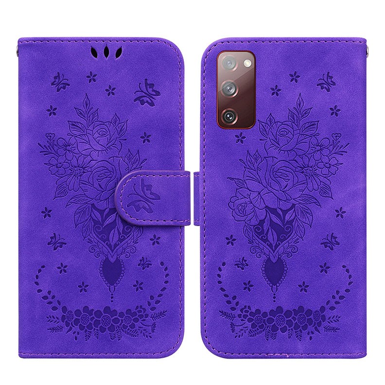 Samsung Galaxy S20 FE Butterfly Rose Θήκη Πορτοφόλι Purple