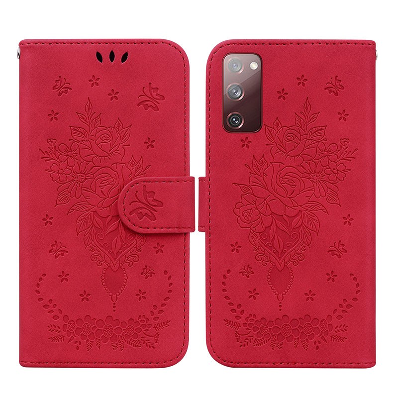 Samsung Galaxy S20 FE Butterfly Rose Θήκη Πορτοφόλι Red