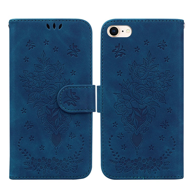 Apple iPhone SE 2020/8/7 Butterfly Rose Θήκη Πορτοφόλι Blue