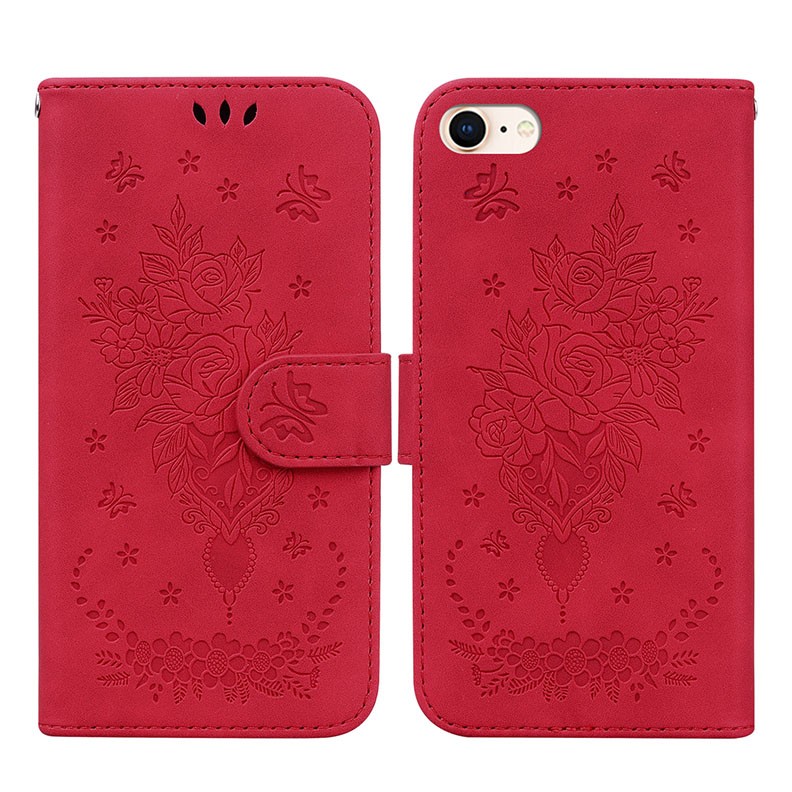 Apple iPhone SE 2020/8/7 Butterfly Rose Θήκη Πορτοφόλι Red