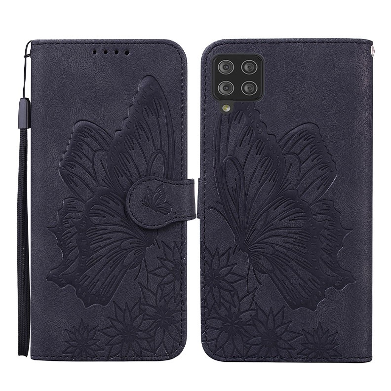 Samsung Galaxy A12 Butterfly Θήκη Πορτοφόλι Black