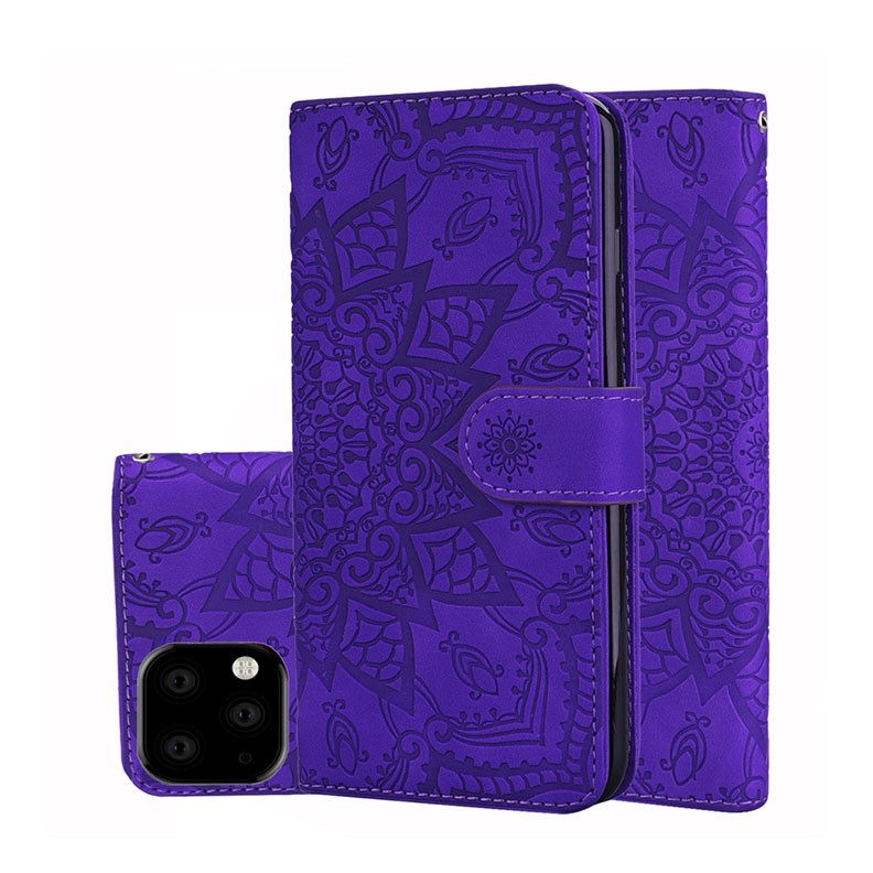 Apple iPhone 11 Pro Max Calf Pattern Θήκη Πορτοφόλι Purple