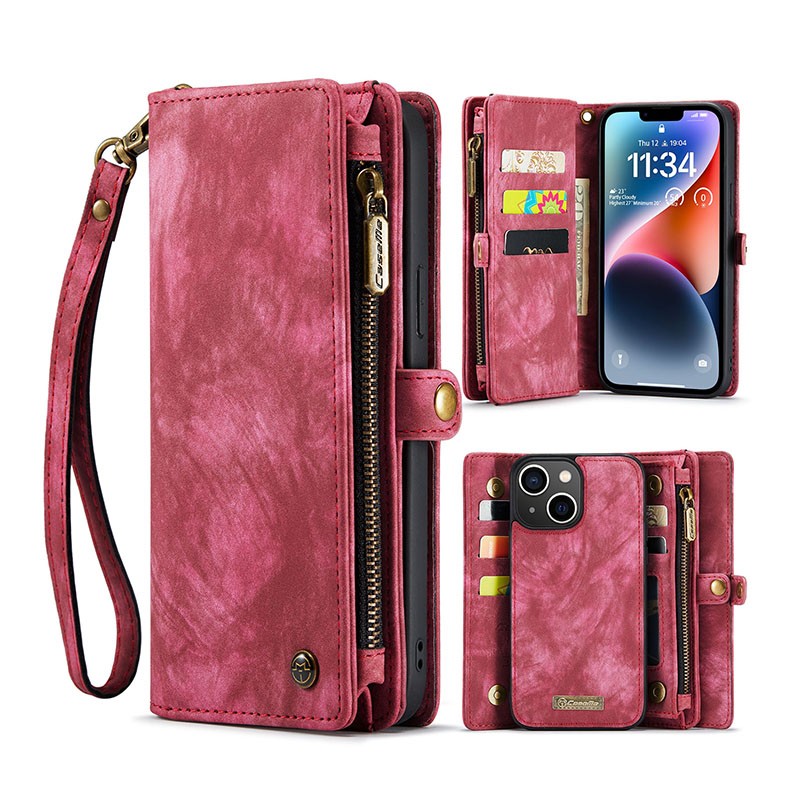 Apple iPhone 14 CaseMe 008 Θήκη Πορτοφόλι με Αποσπώμενη  Θήκη Σιλικόνης Red
