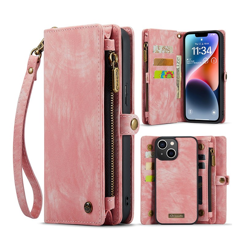 Apple iPhone 14 CaseMe 008 Multifunctional θήκη Πορτοφόλι Pink
