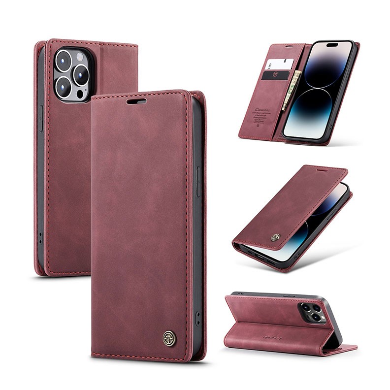 Apple iPhone 14 Pro Max CaseMe-013 Multifunctional θήκη Βιβλίο Wine Red