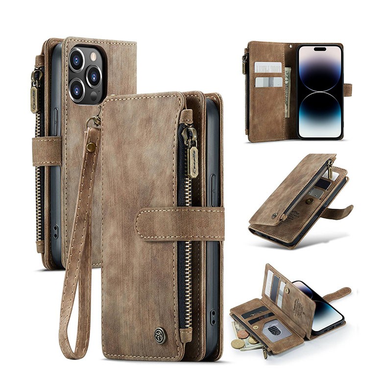 Apple iPhone 14 Pro Max CaseMe C30 Multifunctional θήκη Πορτοφόλι Brown