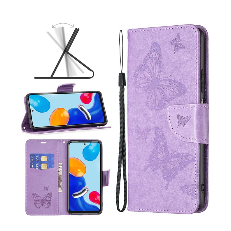 Xiaomi Redmi Note 11/Note 11s Two Butterflies Θήκη Πορτοφόλι Purple