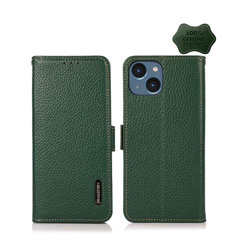 Apple iPhone 14 Plus Side-Magnetic Genuine Leather Green