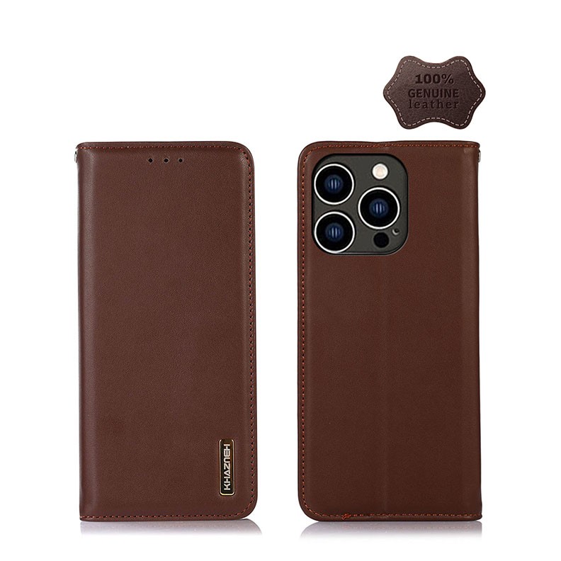 Apple iPhone 14 Pro Max KHAZNEH  Cowhide Leather Θήκη Βιβλίο Brown