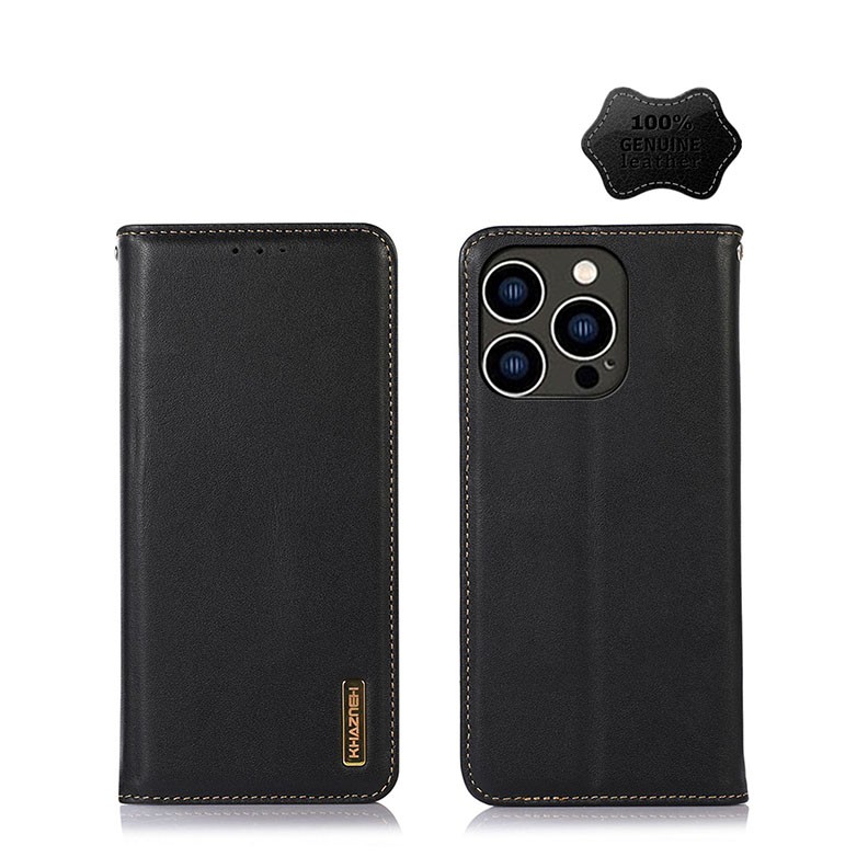 Apple iPhone 14 Pro Max KHAZNEH  Cowhide Leather Θήκη Βιβλίο Black