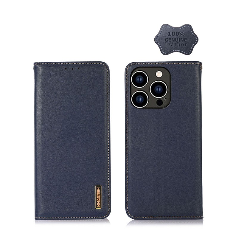 Apple iPhone 14 Pro Max KHAZNEH  Cowhide Leather Θήκη Βιβλίο Blue