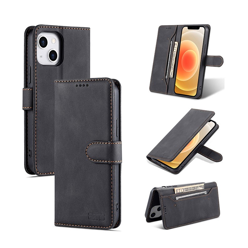 Apple iPhone 14 AZNS Second Generation Skin Feel Leather Θήκη Πορτοφόλι Black