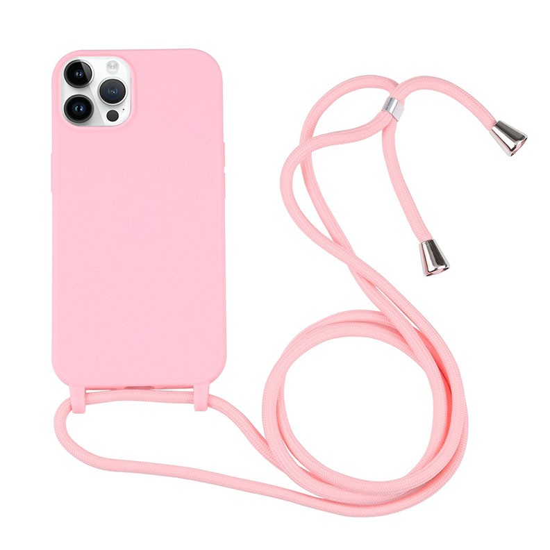 Apple iPhone 14 Pro Max Candy Colors Θήκη Σιλικόνης με Λουράκι Pink