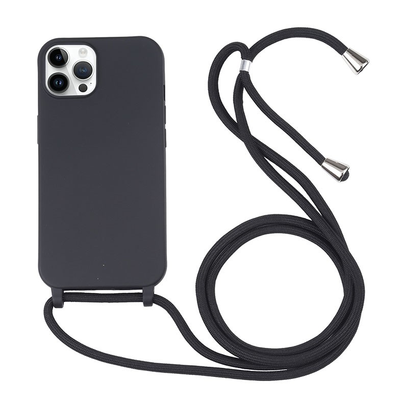 Apple iPhone 14 Pro Max Candy Colors Θήκη Σιλικόνης με Λουράκι Black