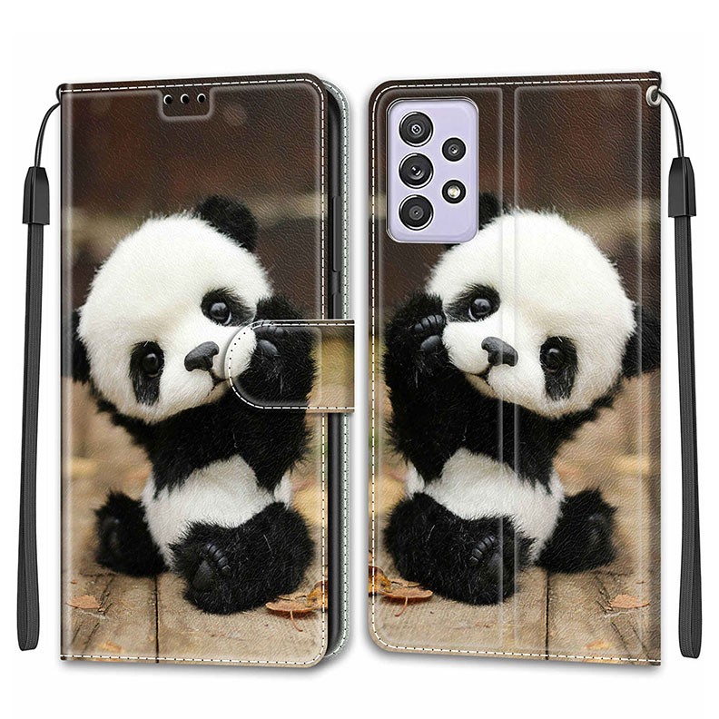 Samsung Galaxy A52/A52s Voltage Drawing Θήκη Πορτοφόλι Wood Board Panda