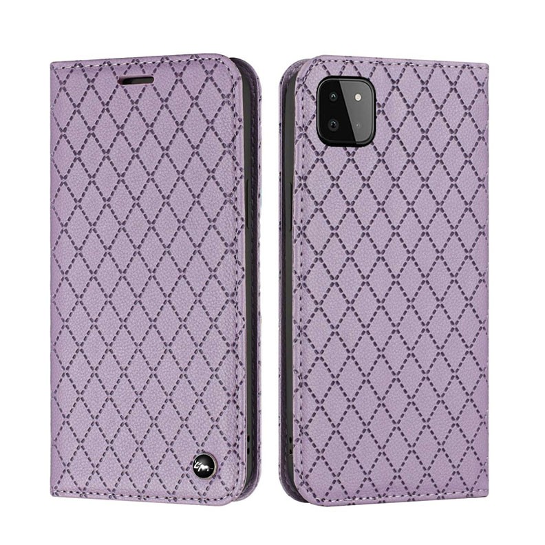Samsung Galaxy A22 5G Rhombus Texture Θήκη Βιβλίο Purple