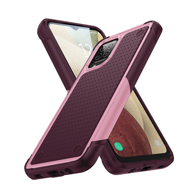 Samsung Galaxy A12 Dotting Σκληρή Θήκη Σιλικόνης Pink/Dark Red