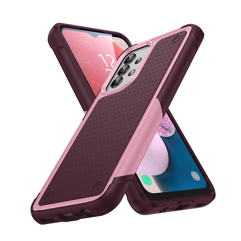 Samsung Galaxy A13 4G Dotting Σκληρή Θήκη Σιλικόνης Pink/Dark Red