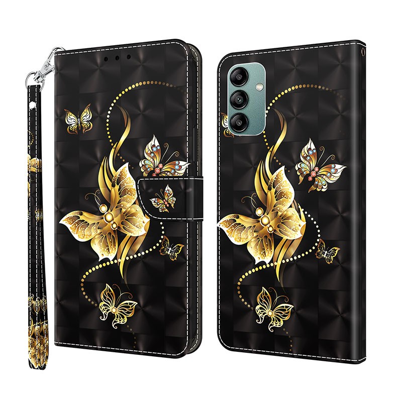 Samsung Galaxy A04s 3D Painted Θήκη Πορτοφόλι Golden Butterfly