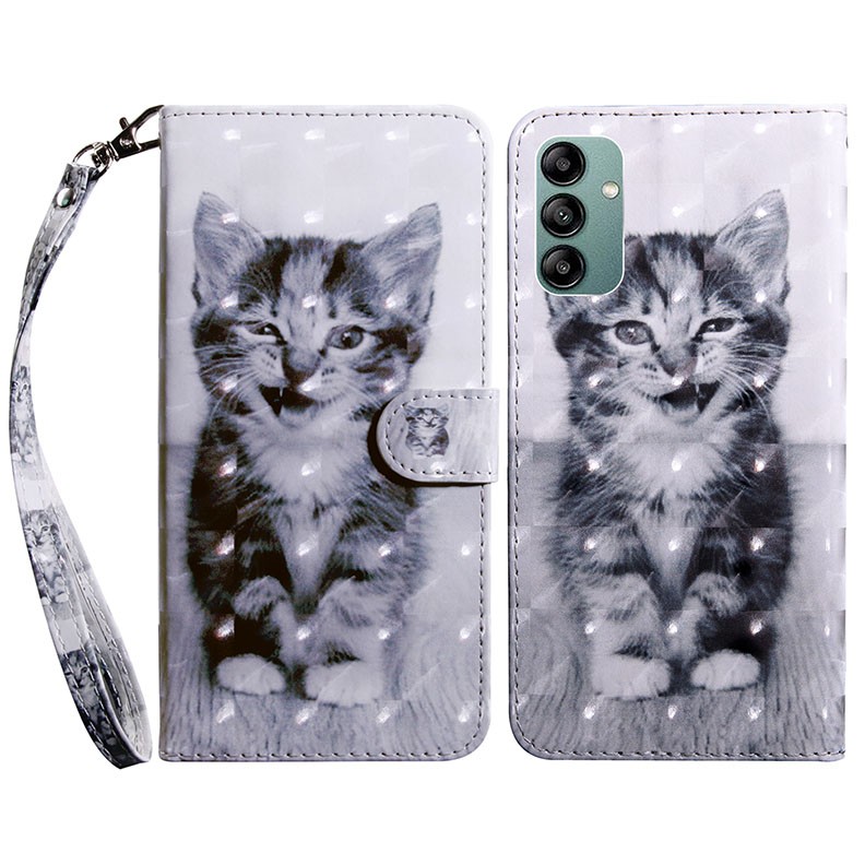 Samsung Galaxy A04s 3D Painted Θήκη Πορτοφόλι Smile Cat