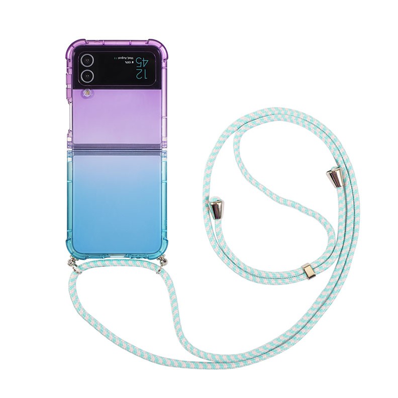 Samsung Galaxy Z Flip3 5G Gradient Color Θήκη Σιλικόνης με Λουράκι Gradient Purple Blue
