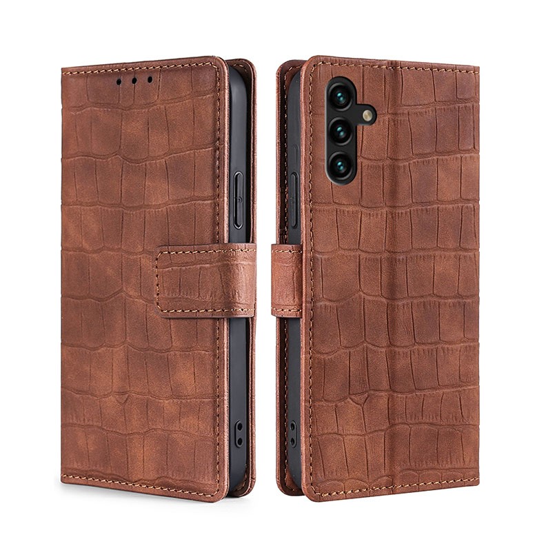 Samsung Galaxy A04s Crocodile Θήκη Πορτοφόλι Brown