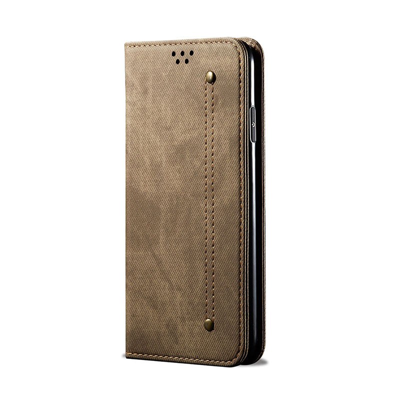 Xiaomi Poco C40 Denim Texture Θήκη Βιβλίο Khaki