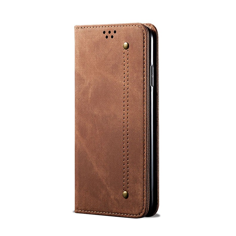 Xiaomi Poco C40 Denim Texture Θήκη Βιβλίο Brown